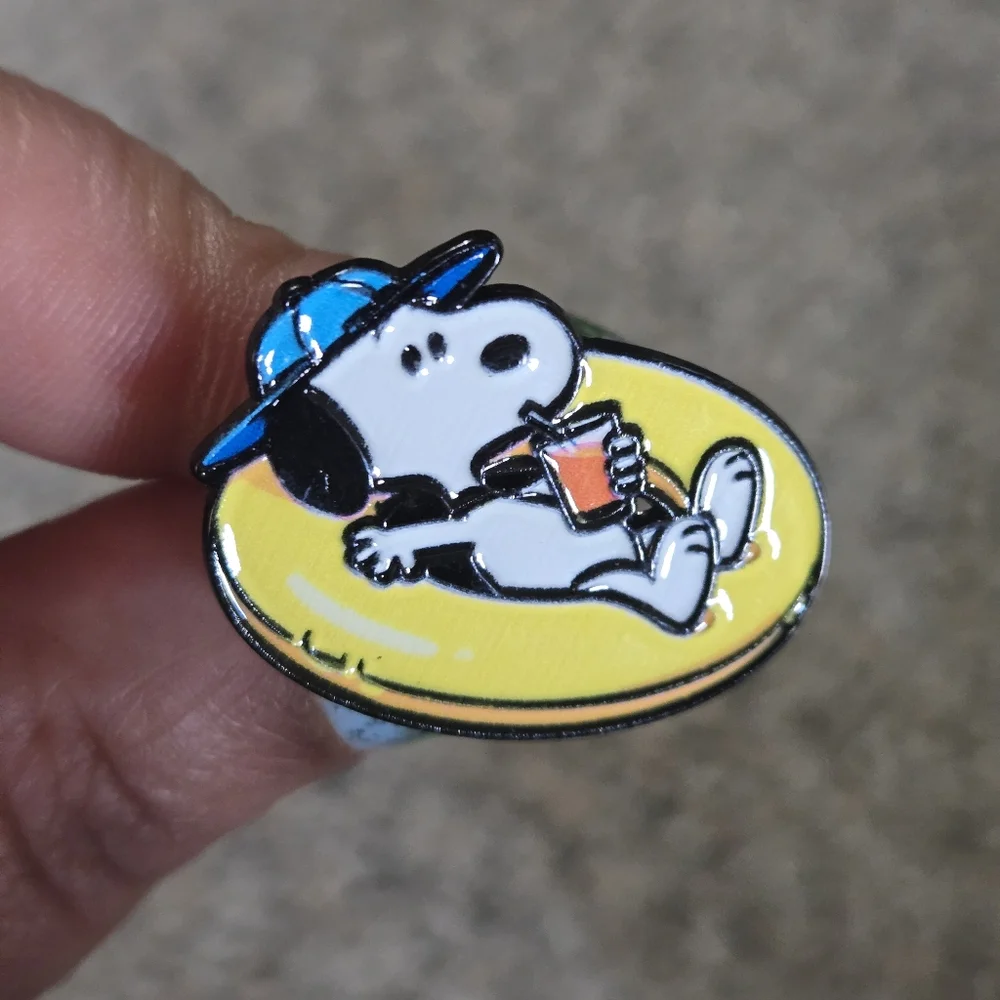 Snoopy Relaxing Enamel Pin with Blue Hat